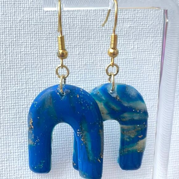 Artisan Sand & Sea Arch Clay Dangle Earrings 2.15" Length - Picture 2 of 2